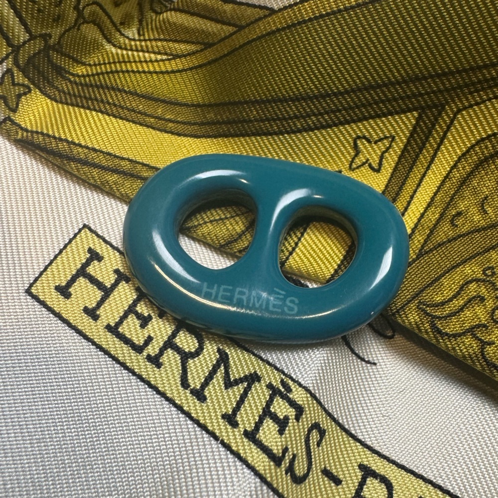 Hermès Scarf Ring in Blue Canard Chaine d’Ancre Ultra Rare- EXCELLENT CONDITION - Picture 5 of 8